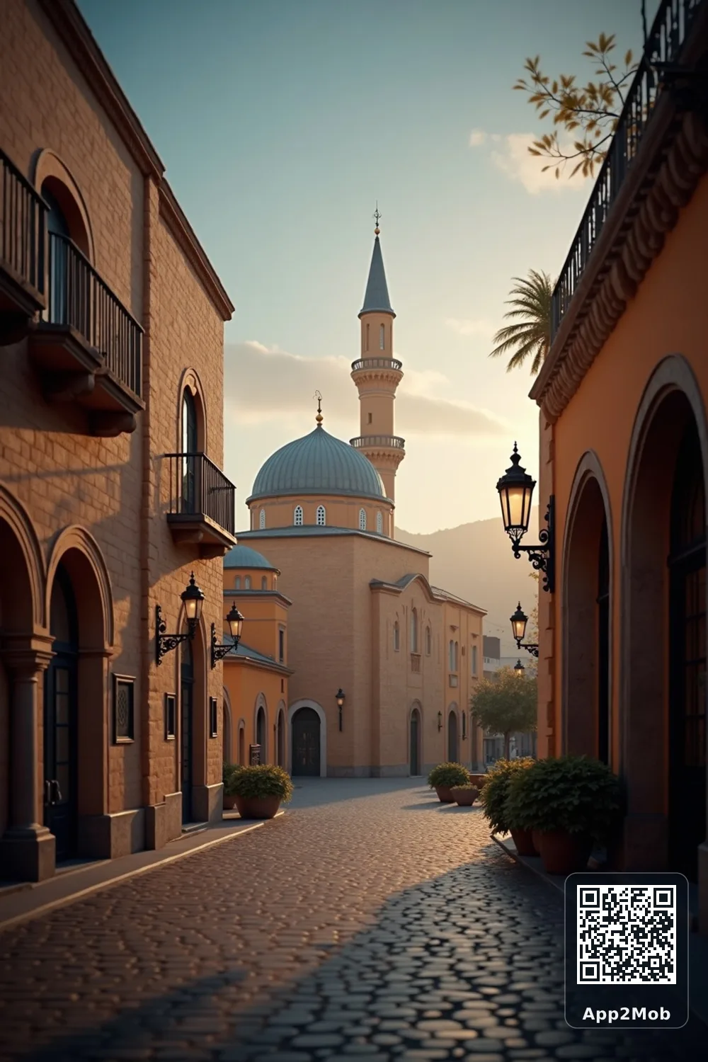 Islamic visual of Cordoba, Argentina, with mosque-inspired architecture for Cordoba prayer times and qibla direction