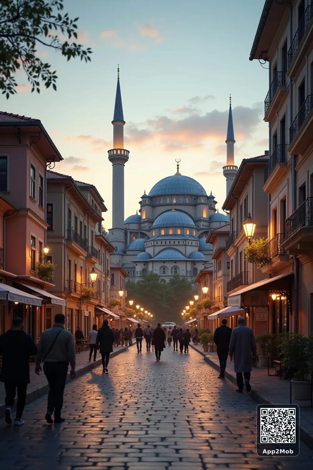 Islamic visual of Sarajevo, Bosnia and Herzegovina, with mosque-inspired architecture for Sarajevo prayer times and qibla direction