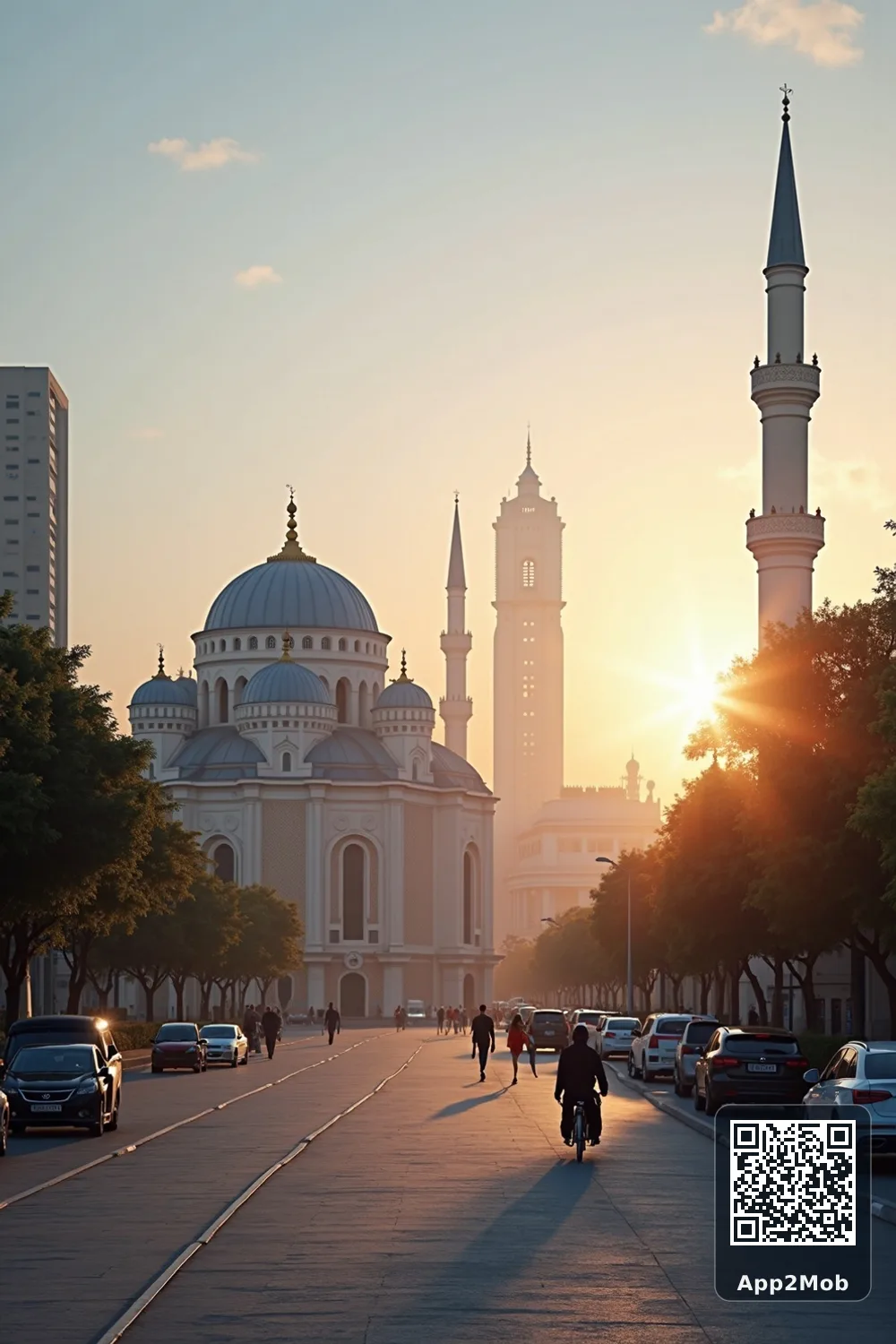 Islamic visual of Brasília, Brazil, with mosque-inspired architecture for Brasília prayer times and qibla direction