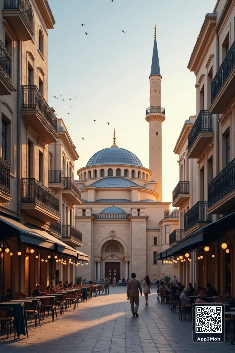 صورة إسلامية لمدينة نيقوسيا في قبرص مع مواقيت الصلاة واتجاه القبلة