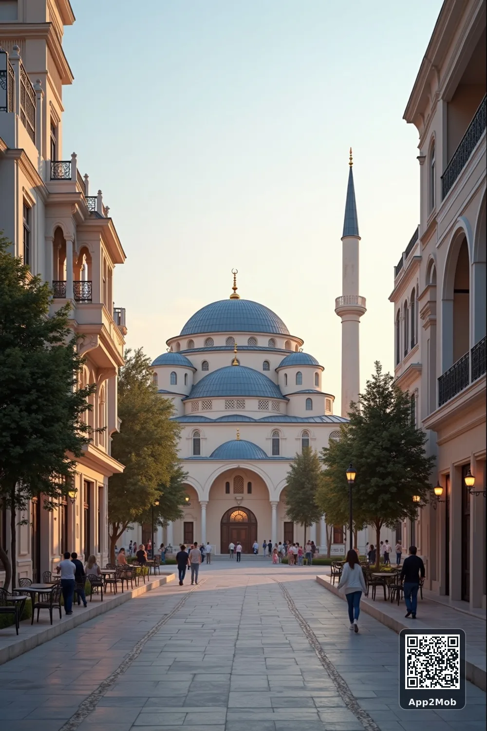 Islamic visual of Thessaloniki, Greece, with mosque-inspired architecture for Thessaloniki prayer times and qibla direction