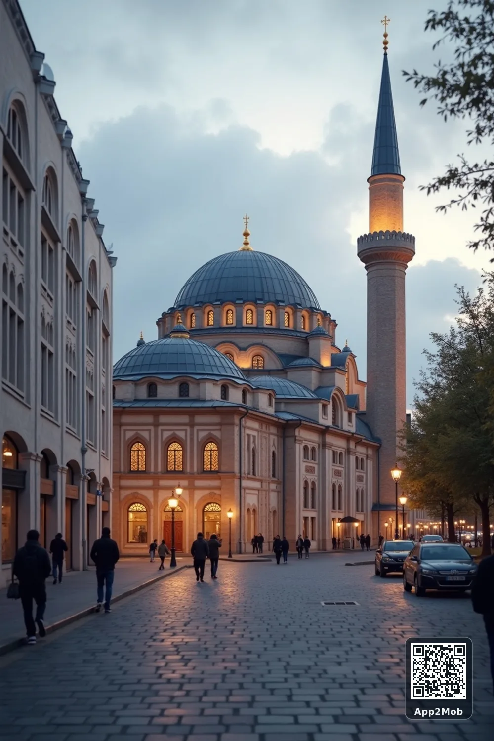 صورة إسلامية لمدينة ريكيافيك في آيسلندا مع مواقيت الصلاة واتجاه القبلة