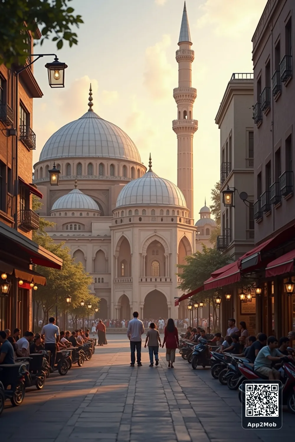 صورة إسلامية لمدينة نيودلهي (New Delhi) في الهند مع مواقيت الصلاة واتجاه القبلة