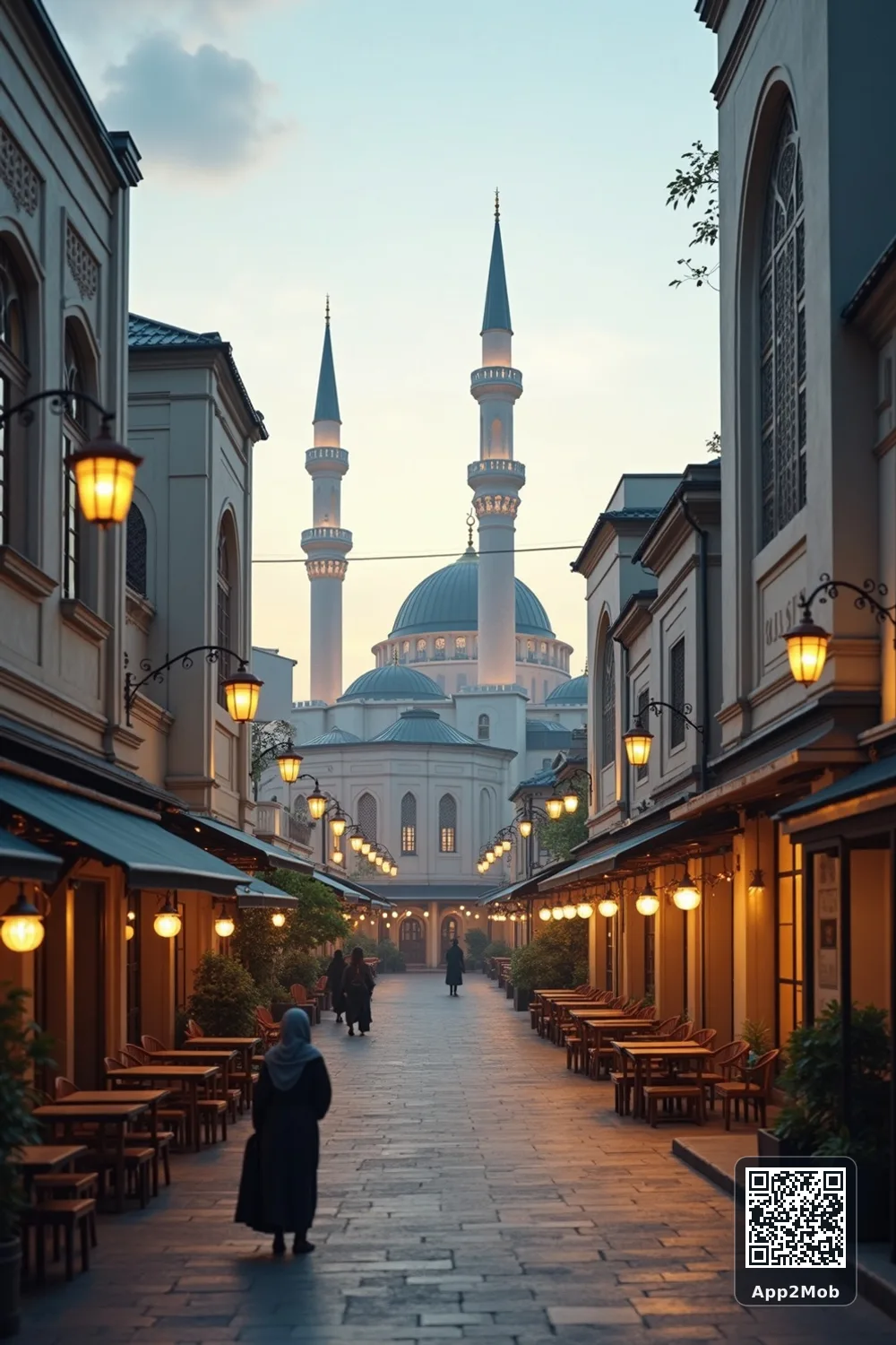Islamic visual of Surabaya, Indonesia, with mosque-inspired architecture for Surabaya prayer times and qibla direction