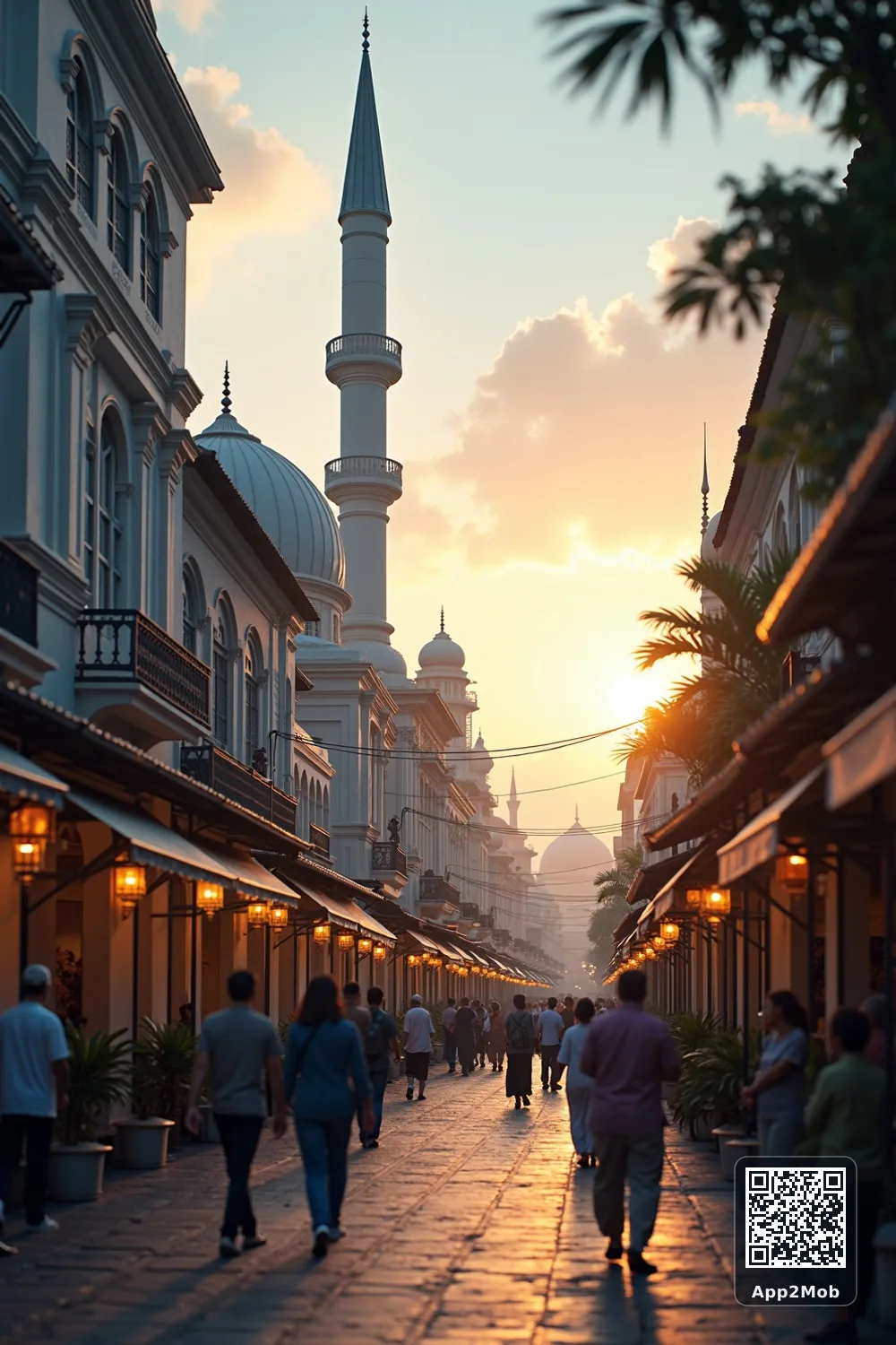 Islamic visual of Yogyakarta, Indonesia, with mosque-inspired architecture for Yogyakarta prayer times and qibla direction