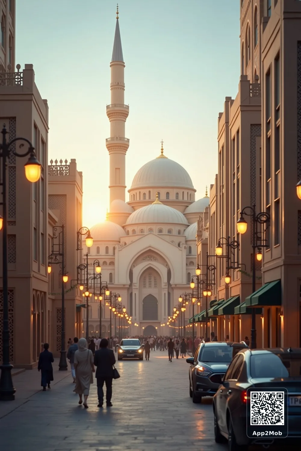 صورة إسلامية لمدينة بغداد في العراق مع مواقيت الصلاة واتجاه القبلة