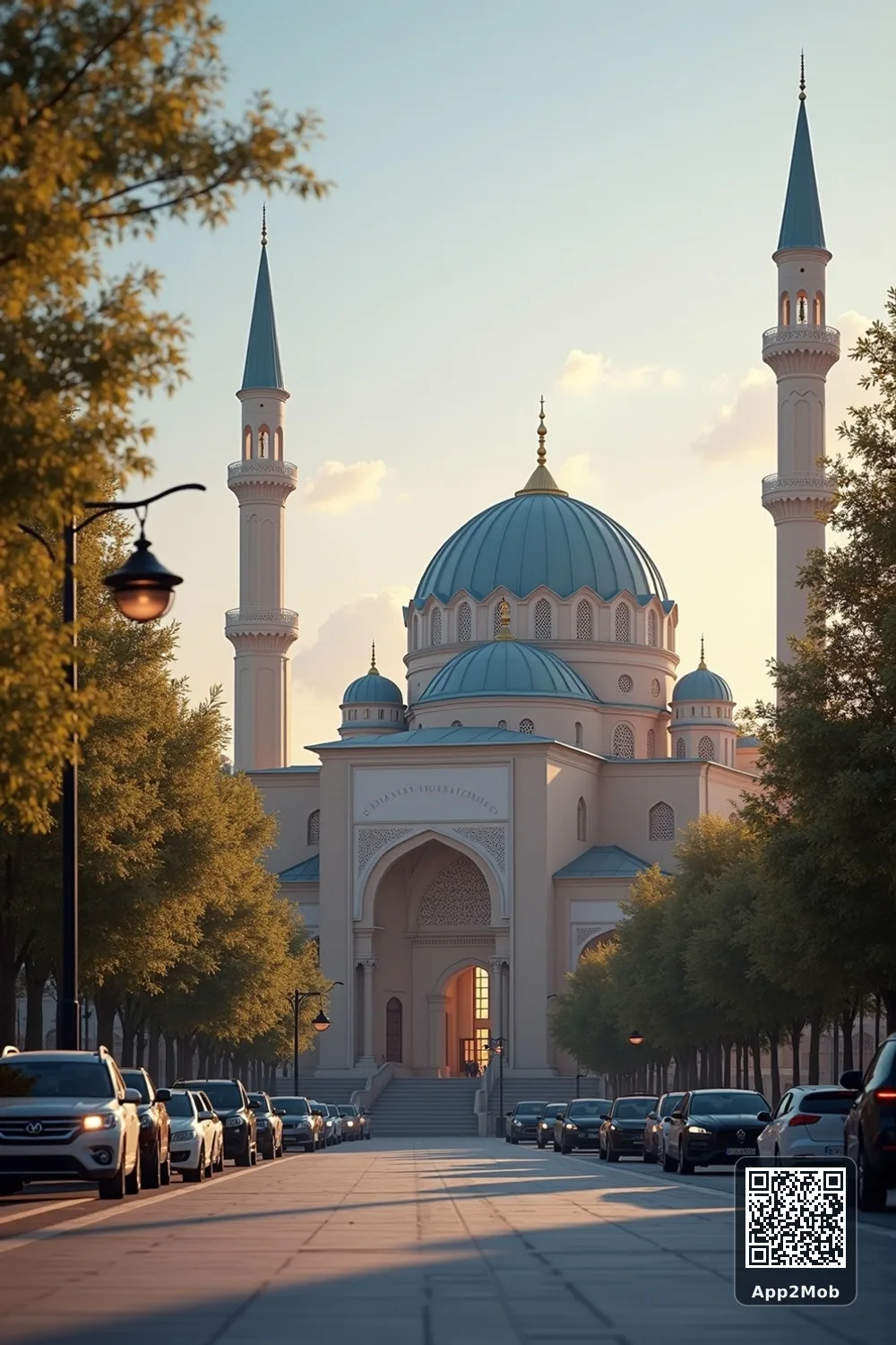صورة إسلامية لمدينة بشكيك في قيرغيزستان مع مواقيت الصلاة واتجاه القبلة