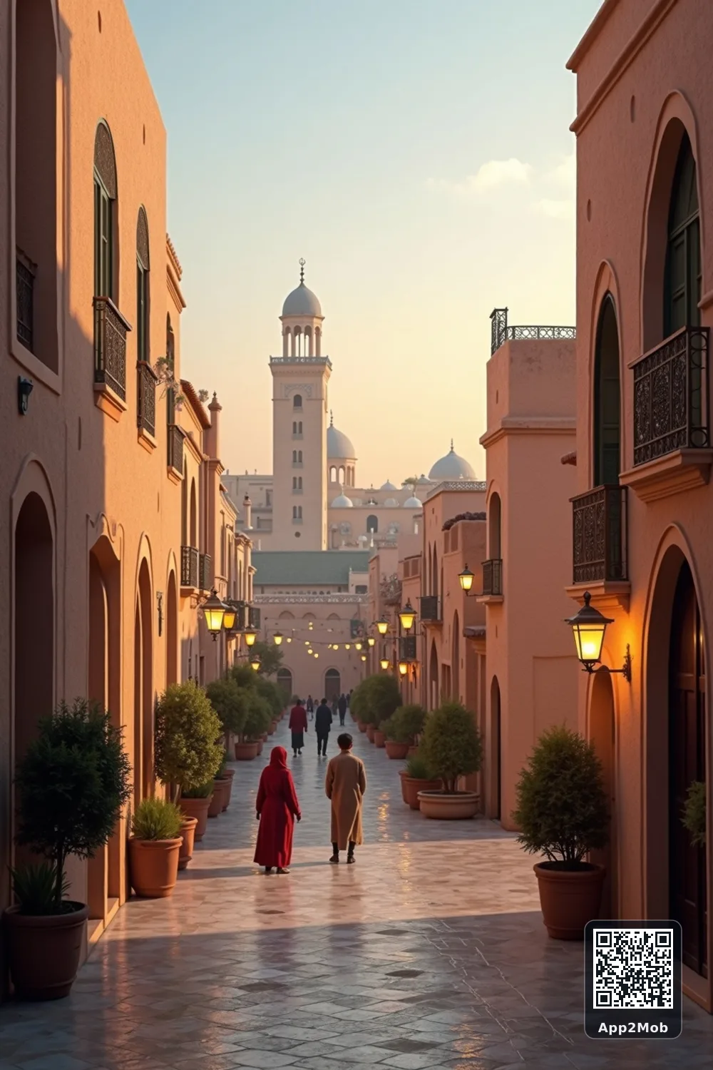 Islamic visual of Fes, Morocco, with mosque-inspired architecture for Fes prayer times and qibla direction