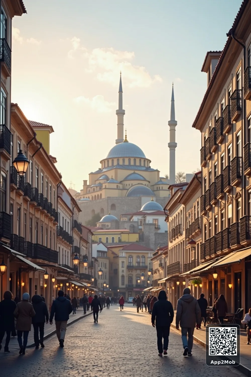 Islamic visual of Porto, Portugal, with mosque-inspired architecture for Porto prayer times and qibla direction