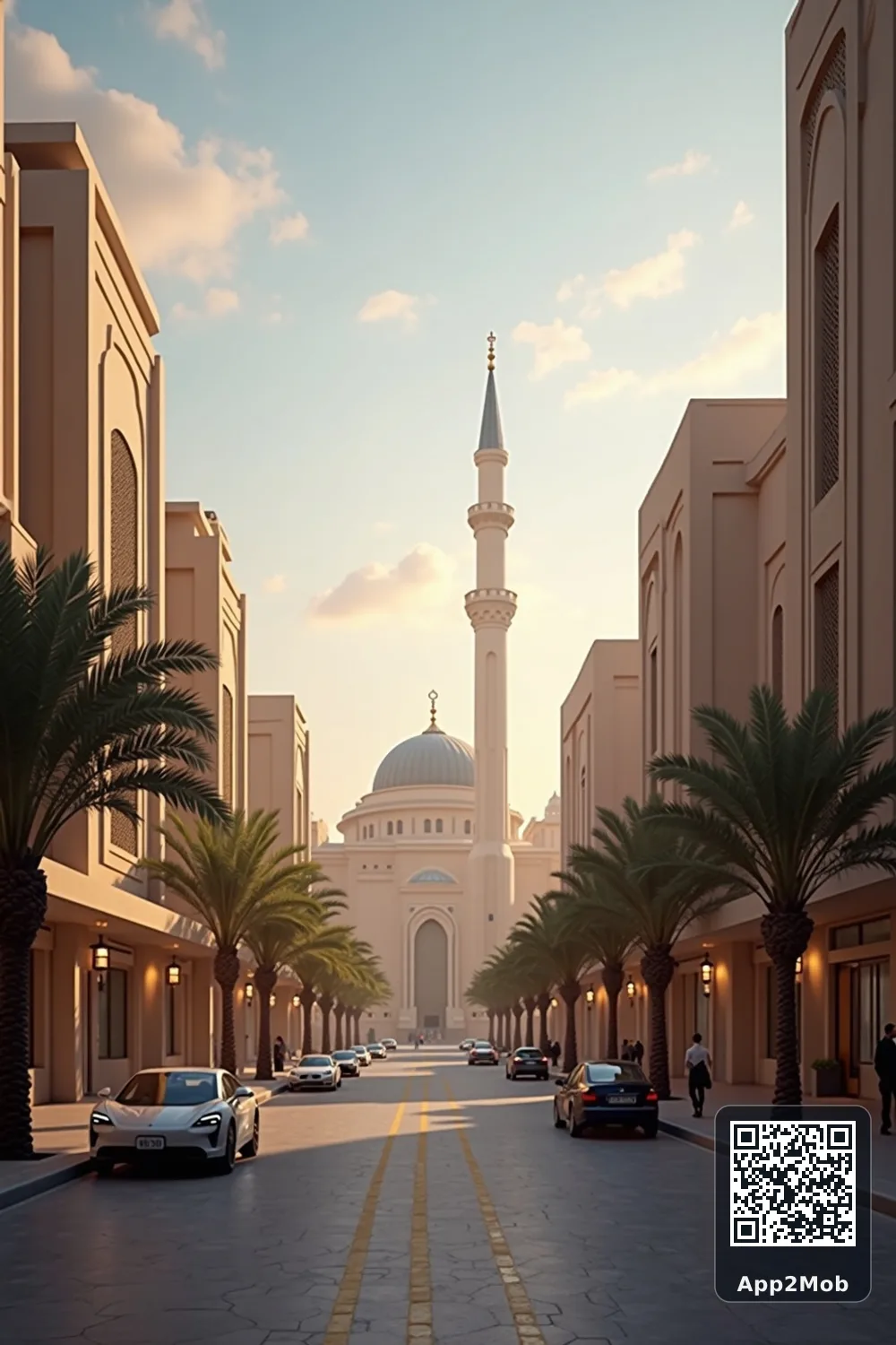 Riyadh city skyline with Islamic architecture representing prayer times and qibla direction in Saudi Arabia