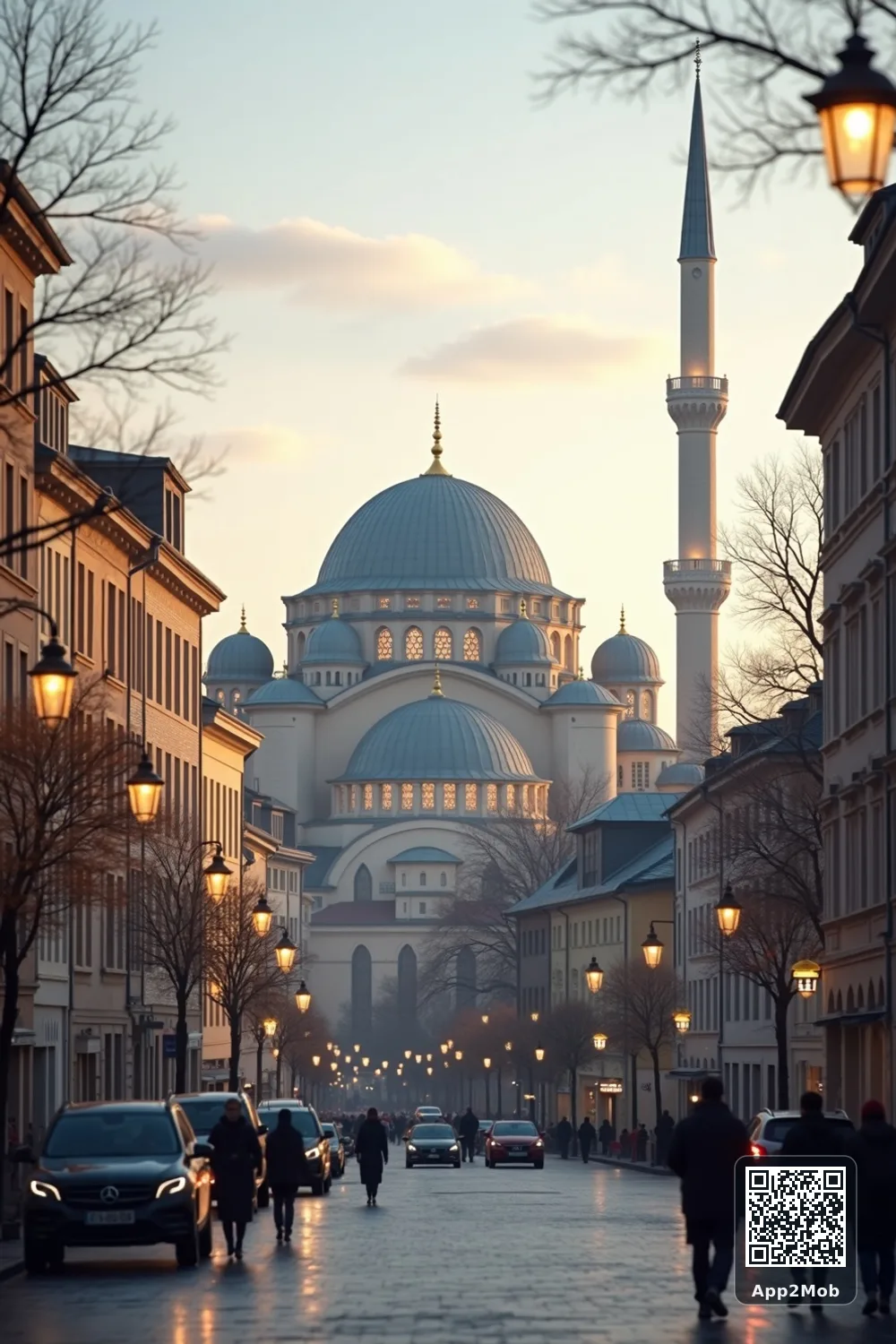 Islamic visual of Zurich, Switzerland, with mosque-inspired architecture for Zurich prayer times and qibla direction