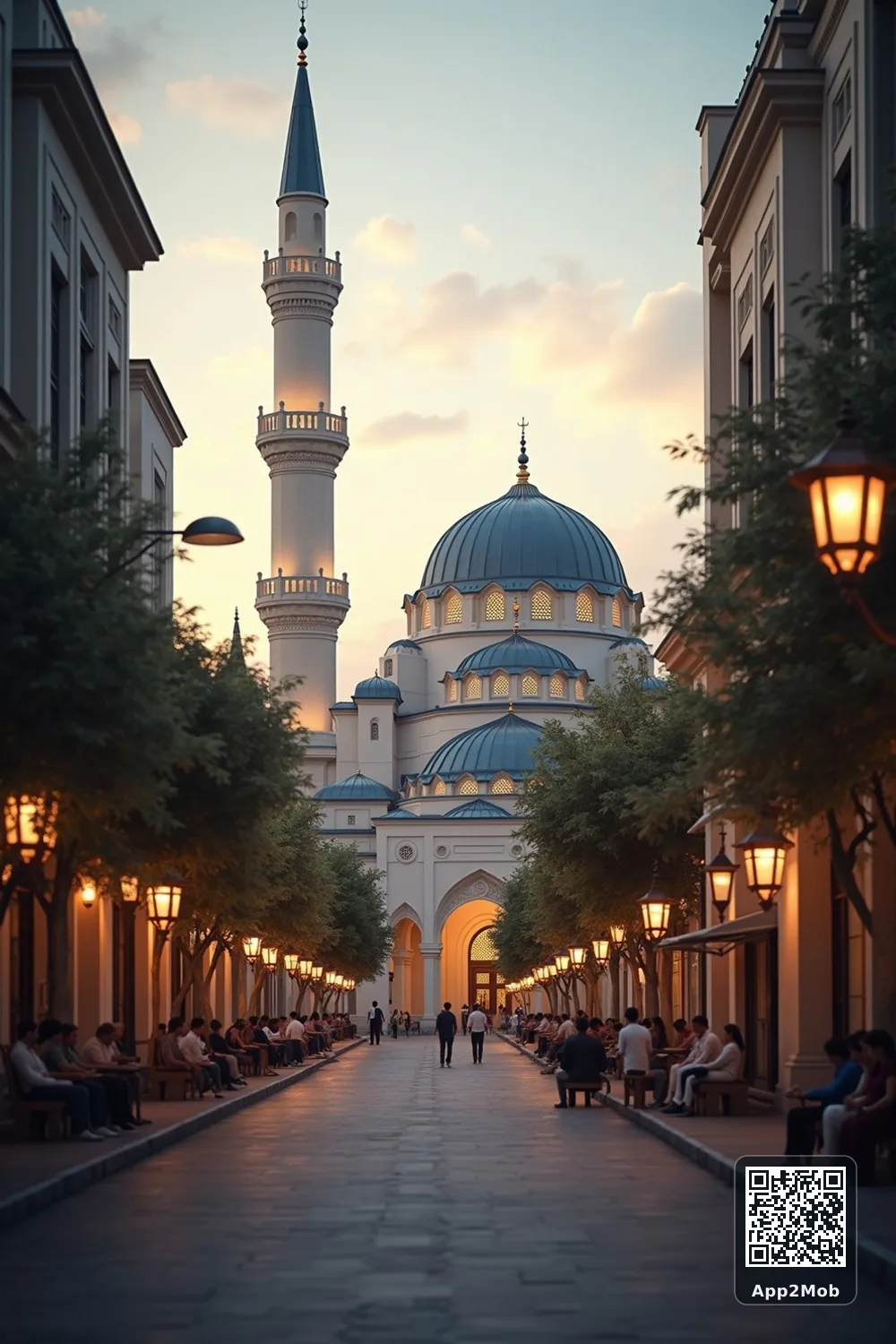 Islamic visual of Mueang Nonthaburi, Thailand, with mosque-inspired architecture for Mueang Nonthaburi prayer times and qibla direction