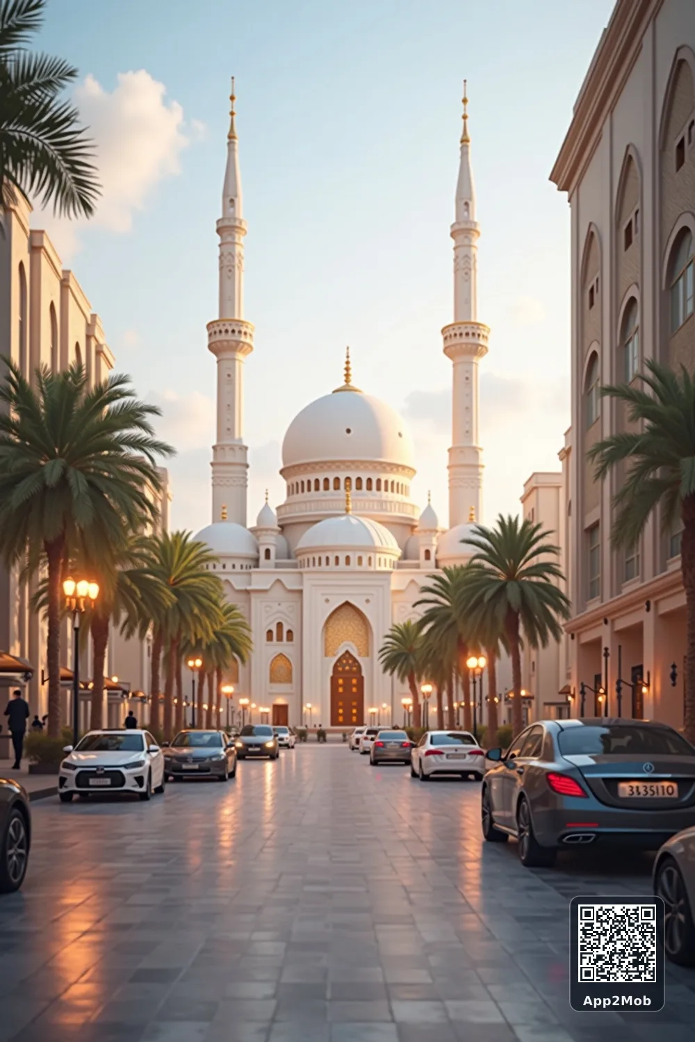 Islamic visual of Abu Dhabi, United Arab Emirates, with mosque-inspired architecture for Abu Dhabi prayer times and qibla direction